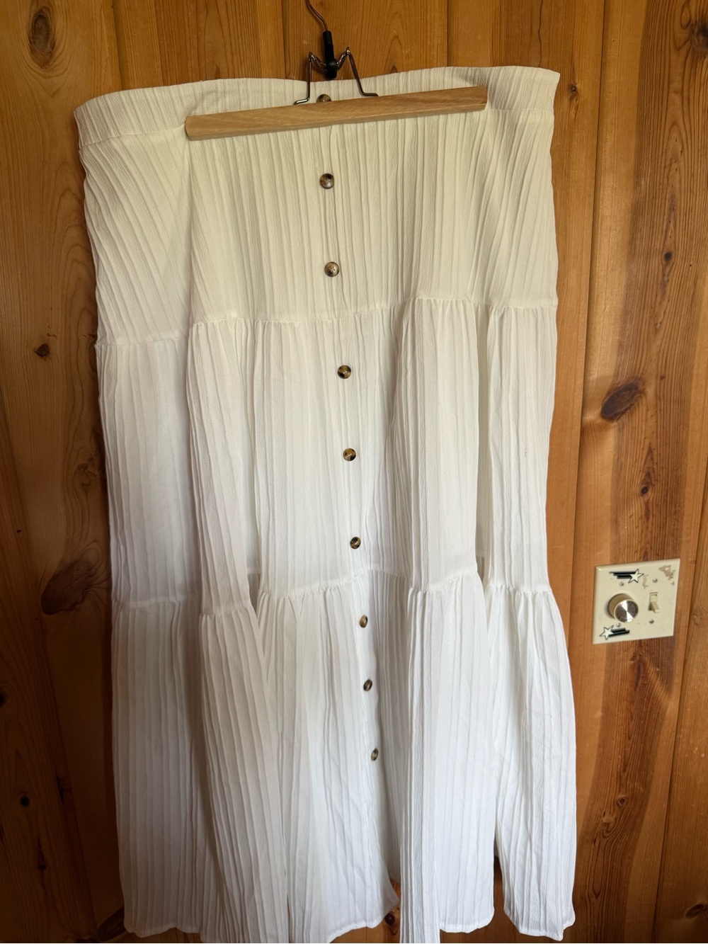 SHEIN White Tiered Button-Front Maxi Skirt